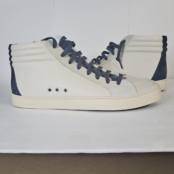 P448 White and Blue Sneakers Classic High-Top Design - Picture 1 of 14